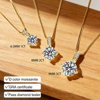 Anziw Sparking 1ct 2ct 3ct D Color Moissanite Pendant Necklace for Women 925 Sterling Silver Chain Fine Jewelry Valentine Gift