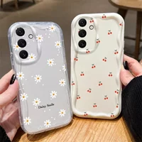Daisy Cherry Case For Samsung Galaxy A56 A55 5G A15 A54 A16 A35 A14 A26 A36 S25 S24 Ultra S22 S21 Plus S23 FE Wavy Edge Cases