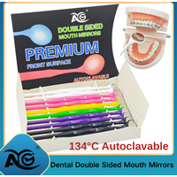 AG 134โ Autoclavable 10pcs/Box Oral Tooth Whitening Dental Double Sided Mouth Mirrors Surface Exam Reflectors With Handle