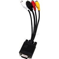 VGA Male to S-Video 3 RCA Jack Female Composite AV TV Out Adapter Converter Connector Video Cable for Laptop PC HDTV