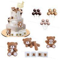 We can bearly wait Bear Cake Toppers Balls Boho Birthday Cake Decorations Cake Topper for Baby Shower Wedding Cupcake Toppers