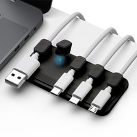 Desktop Magnetic Cable Holder Clips Multipurpose Cord Keeper 5PCS for USB Type C Micro USB Cables Self Adhesive Sticks