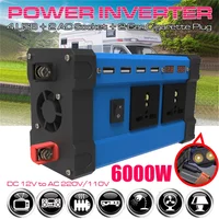 6000W DC 12V to AC 110V 220V 4 USB LCD Display Solar Inverter Portable Mobile Power Camping RV Car Converter