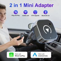 2-in-1 2026 CarPlay/Android Auto Adapter Wired to Wireless Dongle for Apple & Android Plug and Play Universal Car Accessory