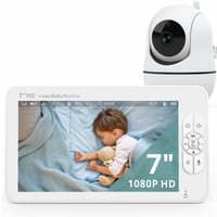 Babystar 7" Video Baby Monitor, 1080P HD Display, IPS,Support 2 HDCams, 24Hour Battery Life, 1000ft Range, Split mode ,Babyphone