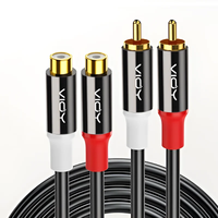 RCA Stereo Audio Extension Cable Double Shielding 2RCA Male To 2RCA Female Splitter Cable for Amplifier Speaker DVD TV Etc