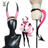 New Hazbin Cosplay Hotel Helluva Boss Verosika Mayday Cosplay Women Red Horn Headband Hairpin Prop Halloween Christmas Headwear
