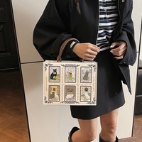 Vintage-inspired Luxury Handbags With Unique Design Featuring Exquisite Cat Embroidery Casual Large-capacity Square Shoulder Bag