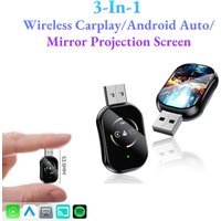 New 3-In-1 Wireless Carplay Android Auto with Mirrored Projection Screen Voice Assistant Car Mini Magic Box 5Gwifi Plug and Play