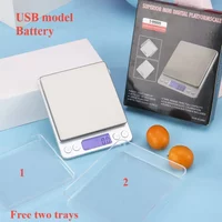 Digital Kitchen Scale 3000g/ 0.1g USB Rechargeable Mini Jewelry Pocket Scale for Home Use With 2 Trays Weight Scales Food Tools