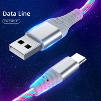 Fast Charging Type C Cable for Huawei Xiaomi POCO Glowing LED Cable USB C Data Wire Flowing Streamer Light LED USB C Cord