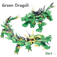 471PCS 2 Change Ninja Series Green Dragon Fighting Mech Building Blocks Children Diy Bricks Toys for Boy Educational Gifts
