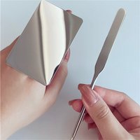 2pcs Makeup Mixing Palette Set Makeup Spatula Palette with Foundation Spatula, Stainless Steel Makeup MixingTray Nail Art Palet