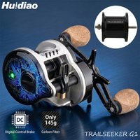 HUIDIAO TRAILSEEKER 145g Ultralight DC Round Baitcaster Carbon Body/Handle BFS Baitcasting Reel 7.2:1 for Stream River Fishing
