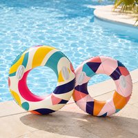 1Pcs Inflatable Swim Ring With Handles Colorful Pool Floats Tube Summer Water Floating Circle For Beach Pool Party