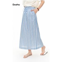 DUSHU 2026 Summer Women's High Waist A-Line Skirt with Elasticized Waist and Relaxed Fit for Daily and Summer Wear