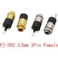 10Pcs PJ-392 3.5mm Audio Jack Socket 3 Pin Pole Stereo Soldering Type Nut Panel Mount 3.5 mm TRS Headphone Female Connector