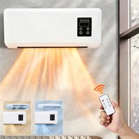 Radiateur électrique mural de 1500 W avec télécommande, appareil 2-en-1 combinant fonction de chauffage et de ventilation, idéal pour la chambre, la salle de bain et la cuisine.