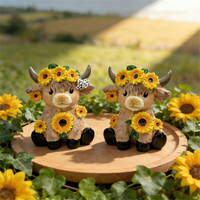 Pastoral Style Highland Cow Resin Flower Pot Multifunctional Creative Ornament Valentine's Day Gift Home Desktop Decor
