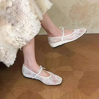 Lace Ballet Shoes for Teen Girls Elegant Chic Soft Comfortable Breathable Lightweight Casual Daily Wear Party Fashion Footwear