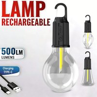 Warm LED Camping Light Type-C USB Rechargeable Waterproof Portable Tent Light With Hook 3 Modes Outdoor Lighting Emergency Light