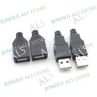 5/10pcs 4 Pin Type A Female Male USB 2.0 Adapter Socket Solder Connector With Black Plastic Cover DIY Connector Plug B5