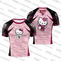 Hello Kitty Print T-Shirt für Herren und Damen, Jujitsu, Gym, Fußballtrikot, modische Sportbekleidung, Übergröße, Training, schnell trocknend, Unisex, Strand-T-Shirt