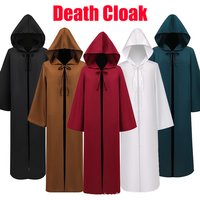 Witch Death Cosplay Costumes Adult Kids Hooded Robe Friar Unisex Cape Medieval Chaplain Cloak Halloween Masquerade Vampires Robe