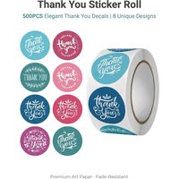 500Pcs/Roll Flora Thank You Stickers 2.5cm/1.0in DlY Decoration Party Label Perfect For Home&Shop Gift Seal Small Business Tags