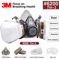 3M Gas Mask Spray Paint Pesticide Respiratory Protection Mask 6200 Chemical Resistant Industrial Gases Dust and Organic Vapors