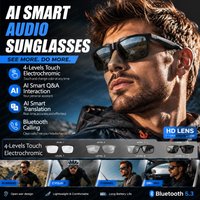 New Business 4-Level Electrochromic Audio Call Smart Glasses Men 164+language Translation Music Chatgpt Waterproof Sunglaasses