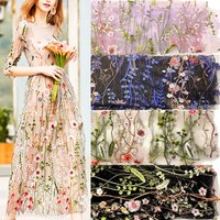 90x145CM Per Yard Florals Lace Embroidered Printed Net Fabric Black White Soft Mesh DIY Clothes Wedding Dress Tutu Skirt Curtain