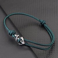 Simple Grade A 2mm Rope Bracelet Men Women Stainless Steel Anchor Handmade Adjustable Thin Cord Wristband Couple Luck Jewelry