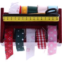 1:12 Dollhouse miniature sewing room ribbon cloth spools trim scissors shelf