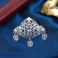Vintage Arab Women Brooch Hollow Out Gold Color Arabic Scarf Lapel Pins Banquet Jewelry
