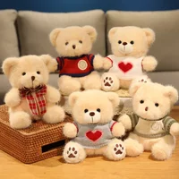20cm Good Quality Heart Sweater Bear Plush Toys Boys Girls Lovely Cartoon Animals Stuffed Dolls Christmas Birthday Present