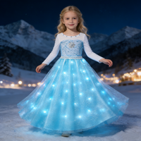 LED Girls Snow Kids Queen Costumes Girls Carnival Party Prom Gown Elsa Robe-Playing Children Princess Dress Birthday Dress