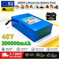 48V 13S8P 200.000 mAh Lithium-Ionen-Akkupack mit integrierter BMS-Schutzplatine, inklusive 54,6 V, 2 A Ladegerät. Geeignet für Elektrofahrzeuge, Elektroroller und DIY-Projekte mit einer Nennleistung