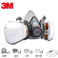 Masque à gaz 3M 6200 pour décoration de peinture en aérosol, masque anti-poussière chimique, protection du corps, filtre à vapeur toxique, respirateur, demi-masque réutilisable