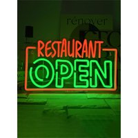Restaurant Open Neon Sign USB Dimmable Light Up Neon Sign Wall Decor for Snack Shop Fast Food Kitchen Open Sign