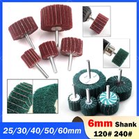 6MM Shank Non-woven Flap Sanding Wheel Fiber Abrasive Scouring Pad Polishing Grinding for Metal Cleaning Head Nylon 25~60mm