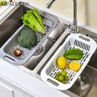 Double Layer Multifunctional Retractable Drain Basket for Washing Dishes, Vegetables, Fruits, Plastic Filter Basket
