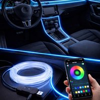 Car Interior Atmosphere Light RGB LED Light Strip Neon Invisible Light USB Fiber Optic Ambient Lamp Support APP Control 2/3M