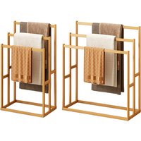 Freestanding Towel Rack 3 Tier Blanket Ladder Holder Wooden Shelf Industrial Display & Drying Stand Storage Rack w/Non-Slip Feet
