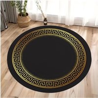 Moroccan Washable Round Rug Black Gold Vintage Area Rug for Living Room Bedroom Circle Rug Runners Entryway Circular Mat