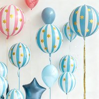 22in 4D Star Striped Aluminum Foil Balloons Pink/Blue Ballons for Baby Shower Birthday Party Celebration Decorations 2026