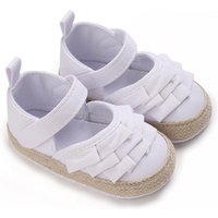 Spring and Autumn 0-18M Baby Girl Princess Flat Shoes Preschool Children's All Cotton Soft Bottom Lace First Anti slip Pre walk