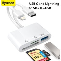 SD Card Reader Lightning /Type C to USB 3.0 SD/TF Card Adapter Memory Card Reader for iPhone iPad MacBook Samsung Android