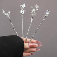 Neo Chinese Style Hairpin Glitter Crystal Flower Butterfly Feather Shaped Metal Hair Stick Trendy Girls Jewelry Hair Accessory