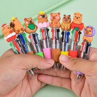 5/10Pcs Capybara 4 Colors Ballpoint Pen, Press Multicolor Pen, Portable Kids School Supplies, Cartoon Hand Account Gel Pen Gifts